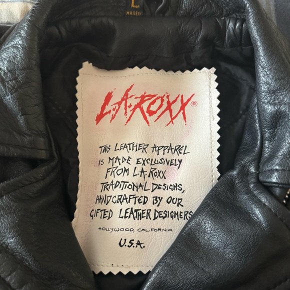 LA ROXX vintage 70s leather jacket biker motorcycle rock punk size L - Picture 3 of 9